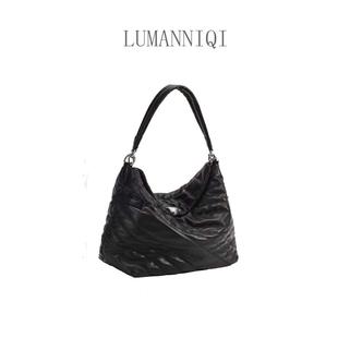 LUMANNIQI明星同款 轻奢风托特包单肩斜挎菱格链条真皮软包女 新款