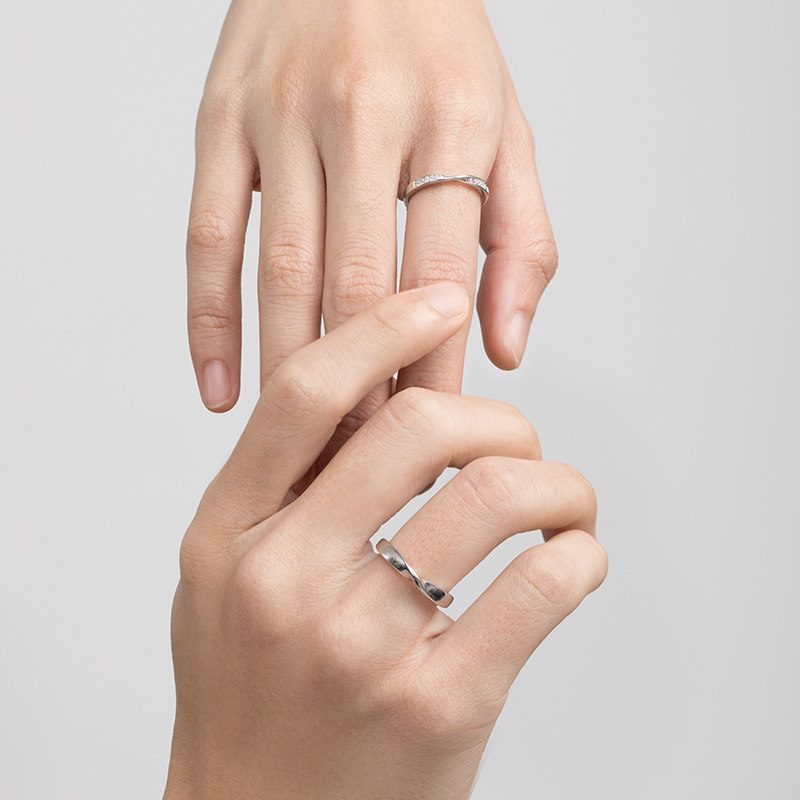 clect情侣对戒莫比乌斯环戒指一对纯银女男闺蜜生日礼物送女朋友