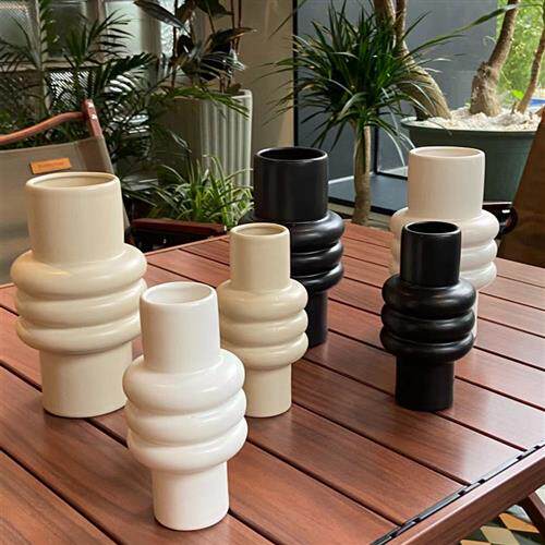 极速2023新款墨菲文化陶瓷花瓶圈圈花瓶设计玄关摆件陶瓷花瓶简约