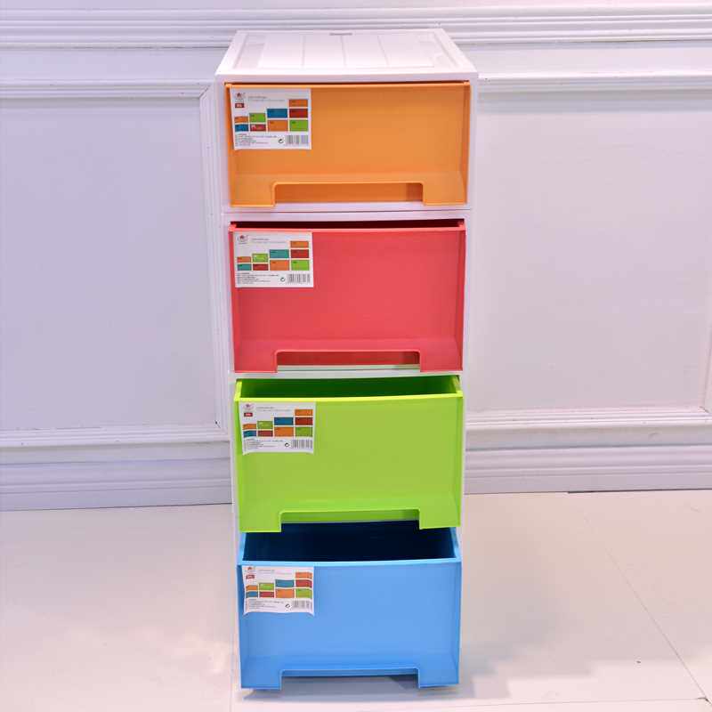 极速环宇单层抽屉组合式收纳柜彩色塑料衣服储物盒学校教室收纳箱