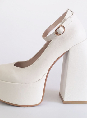 好货Black White Mary Janes Super Thick High Heels Platforms