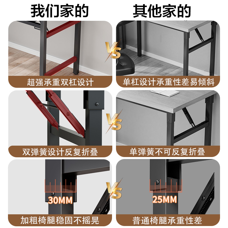 电脑桌台式书桌学习家用卧室办公桌可折叠免安装简易长方形写字桌
