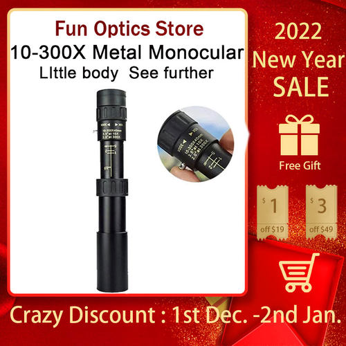 10-300x40mm Monocular Telescope Professional Bak4 Lens HD Me