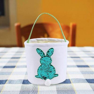 Sequins Rabbit Design Easter Egg Candy Gift Hunt Basket