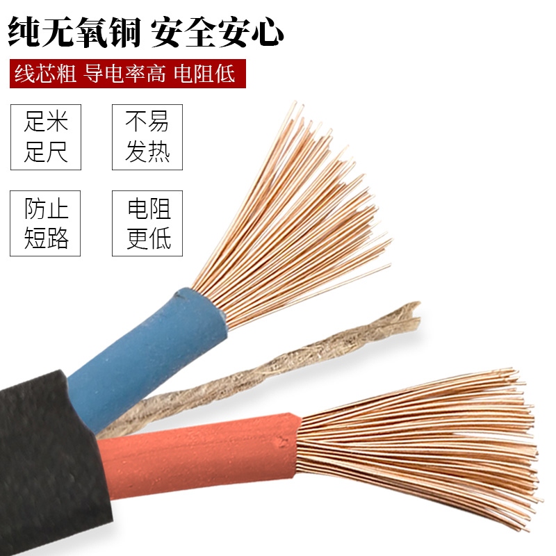 纯铜电缆线户外电源线2芯电线家用国标2.5 4 6平方护套线铜芯软线