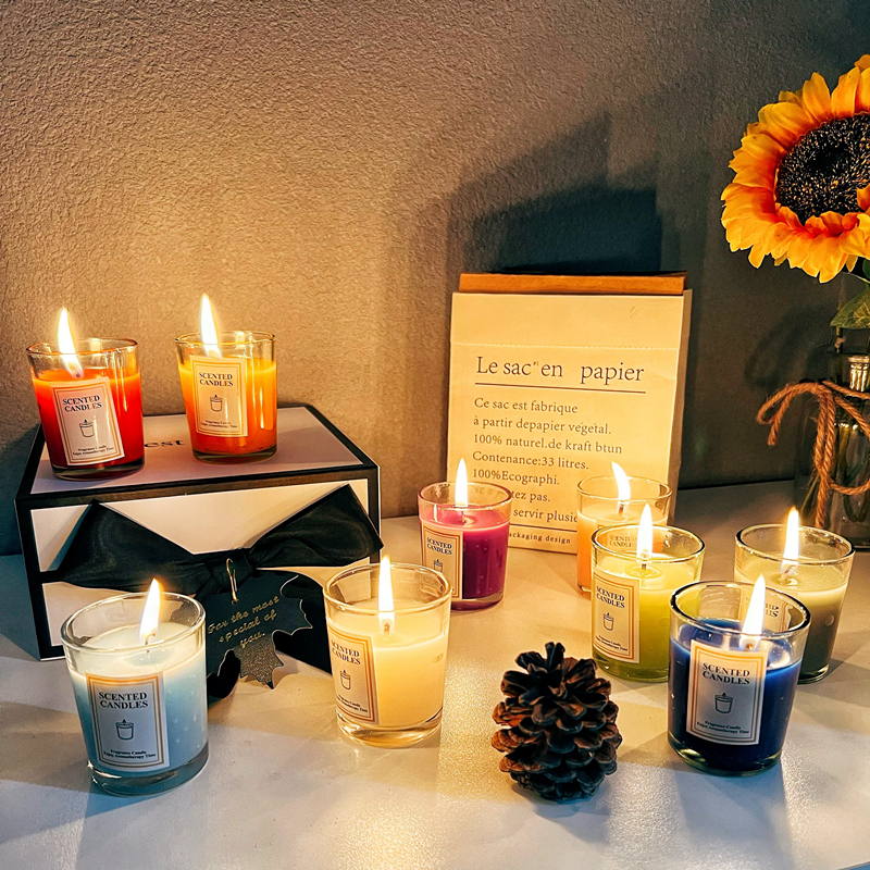 香薰蜡烛家用浪漫情调烛光晚餐香氛围感摆件ins照明无烟无味卧室