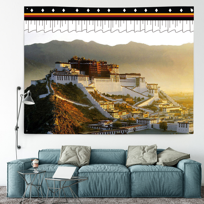 定制藏式玄关布艺挂画客厅卧室背景布民族餐厅装饰背景墙挂布挂毯图片