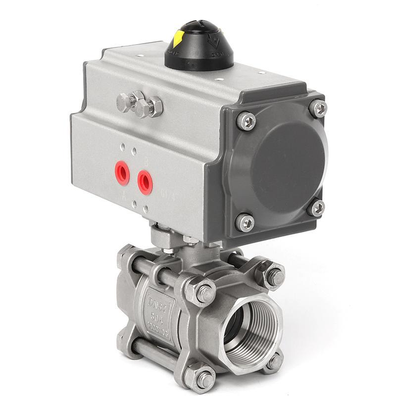 丝扣不锈钢气动球阀304内螺纹高温三片式AT/GT执行器快开Q611F-16