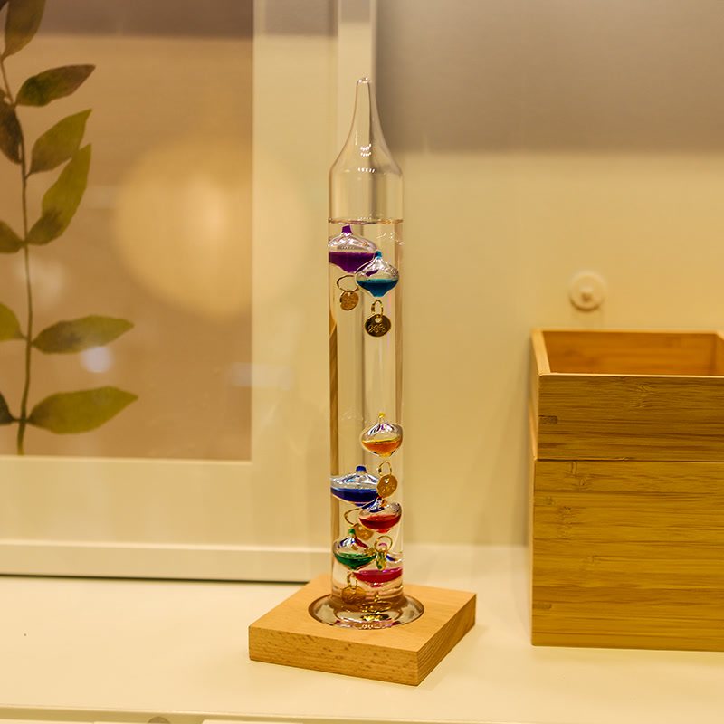 北欧ins网红伽利略彩球温度计创意几何悬浮摆件天气预报生日礼物图片