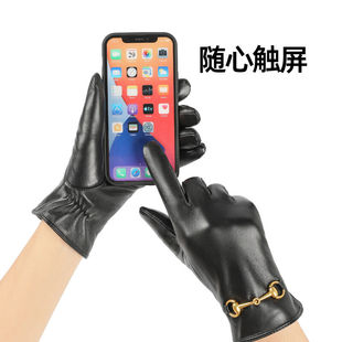 极速真皮手套女士冬季保暖加绒加厚触摸屏开车骑行时尚修手头层羊