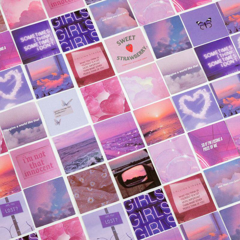 45Pcs/Box Purple Series Stickers Aesthetic Stickers Decorati