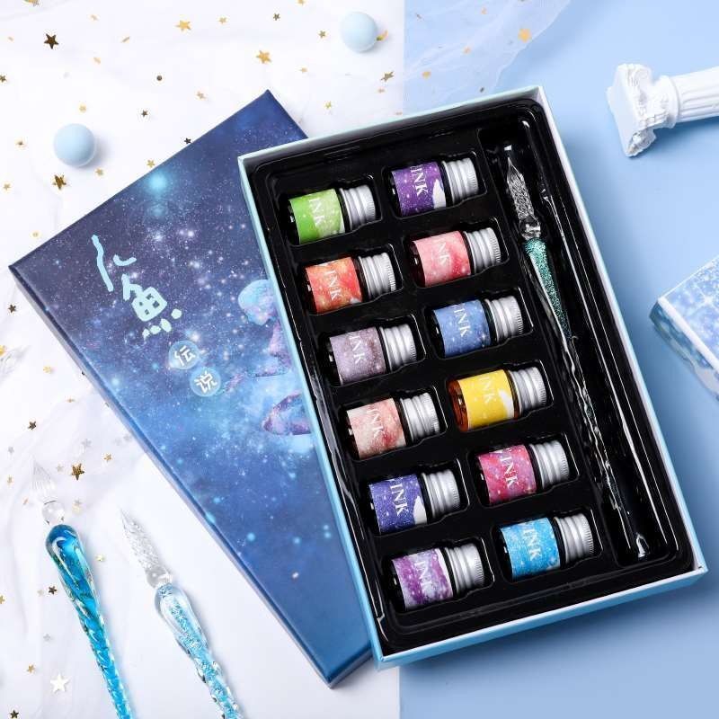 手工水晶钻笔玻璃笔蘸水笔星空笔复古学生用沾墨水创意可爱生日套