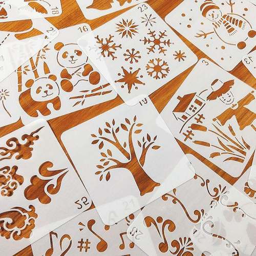 花儿童画画镂报空模板学生手抄绘画神器DIY边工具几何图形花万尺