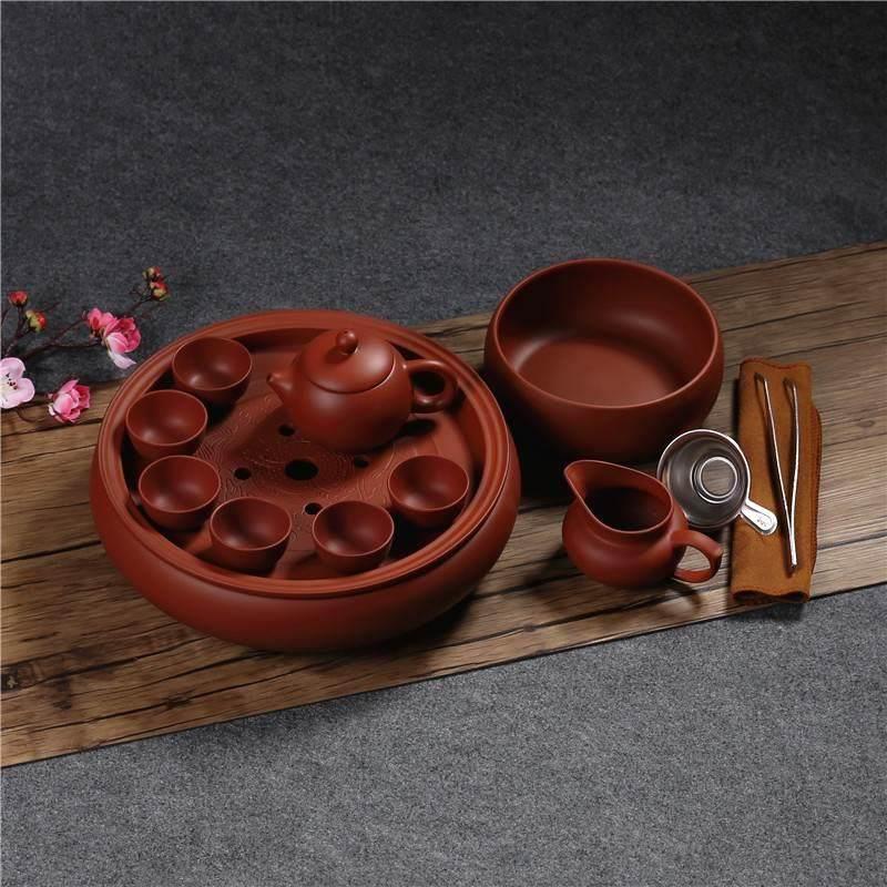 整套紫砂功夫茶具套组潮汕家用简约陶瓷茶盘茶洗茶壶茶杯泡茶套装