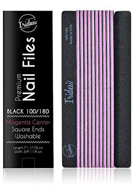 Professional Nail Files Black Washable Emery Boards 7 Inches