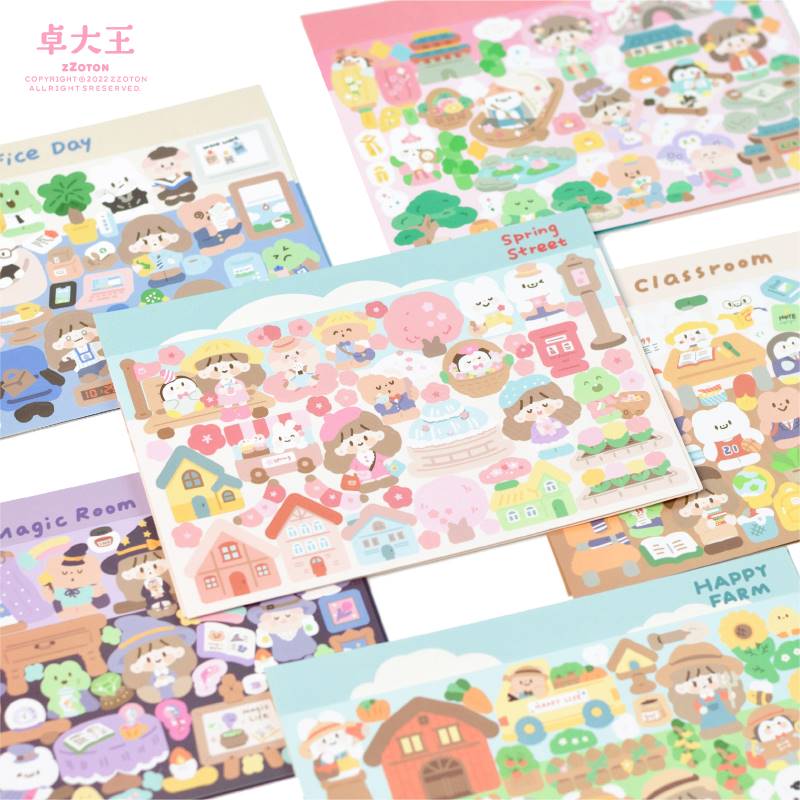 卓大王主题咕卡贴纸阿卓场景无边贴防水咕咔贴纸古卡韩系造景装饰