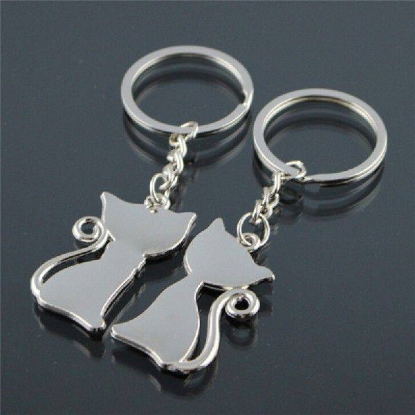 Hot Sale Cute Couple Cat Keychain For Lovers Alloy Fashion