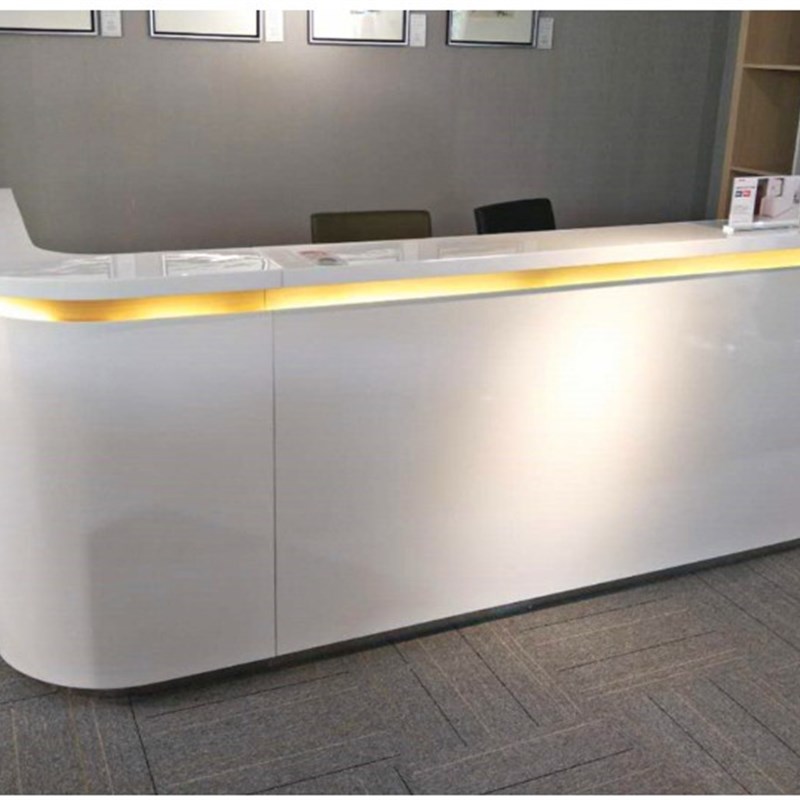 上海前台接待台烤漆转角弧形简约现代时尚公司办公店铺迎宾台吧台