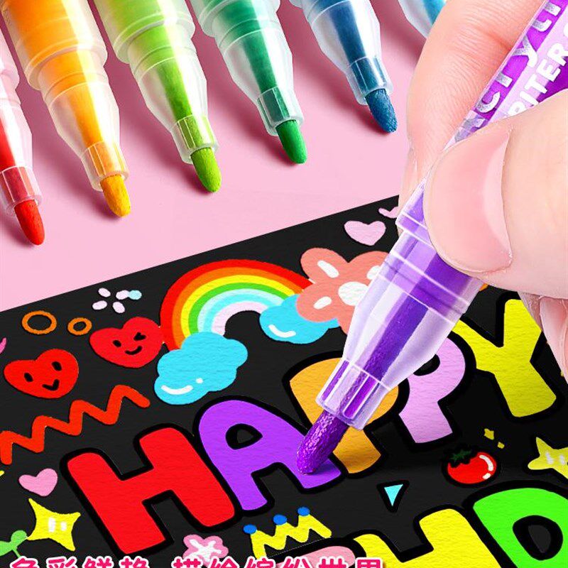 丙烯麦克笔防水不透色咕卡彩色笔学生儿童美术专用无毒可水洗小学