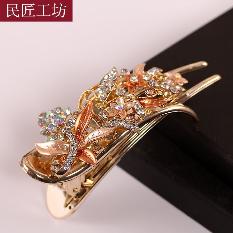 发夹夹子中年水晶发夹马尾夹横夹头发优雅韩式发夹中老年人镶钻