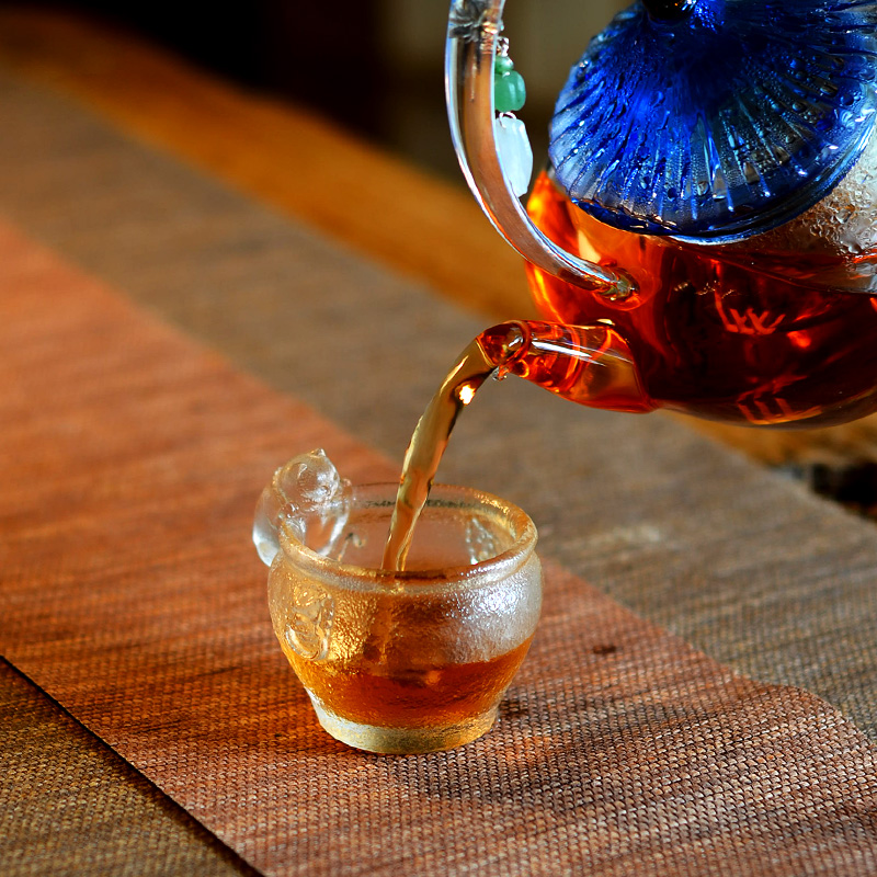 中式耐热玻璃煮茶壶泡茶壶天坛大号提梁壶明火蒸茶耐高温花白茶壶
