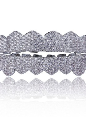 镶金牙teethhiphop套说唱欧美钻石grillz嘻哈黑色颗大牙饰8假牙