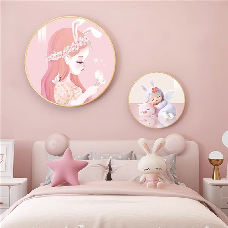 男童卧室装饰房间布置画太空人太空男孩床头挂画儿童房背景墙圆形