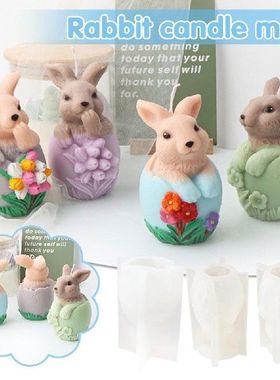 Easter Eggshell Flower Rabbit Silicone Candle Mold Baking