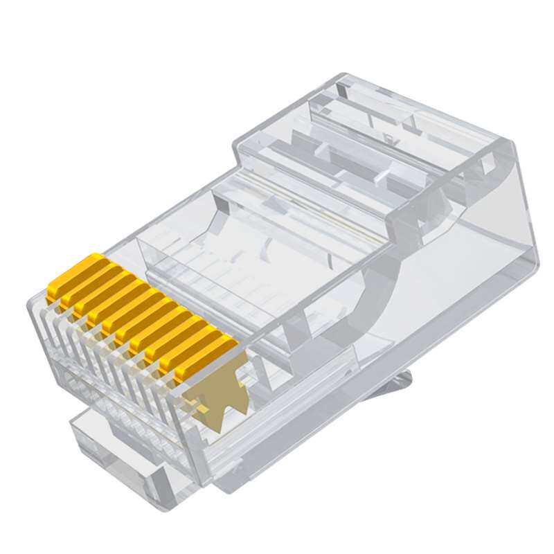 1P器10线芯枪水晶网头 RJ48网接头p10010c扫描连接镀金十芯络插头