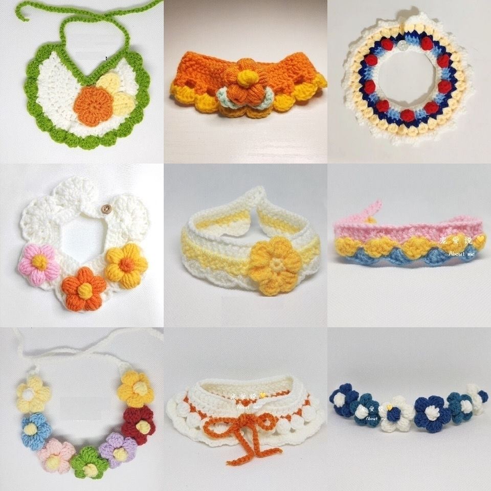 猫咪项圈diy英短亲和针织猫咪项圈手工编织手工编织毛线宠物项圈