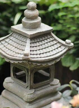 极速2X Japanese Style Courtyard Decoration Resin Solar Lamp