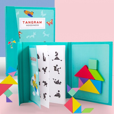 极速Magnetic 3D  Puzzle Jigsaw Tangram Game Montessori Learn