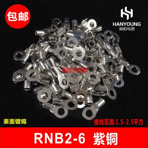 好货RNB2-6 紫铜焊口 冷压圆形O型裸端头接线端子 1000只