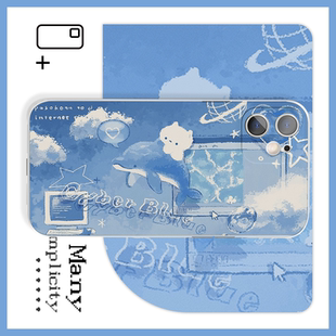 ins风可爱蓝色海豚pura80ultra手机壳适用苹果16e红米turbo4pro真我vivoy300小米15魅族21一加ace5畅享80iqoo