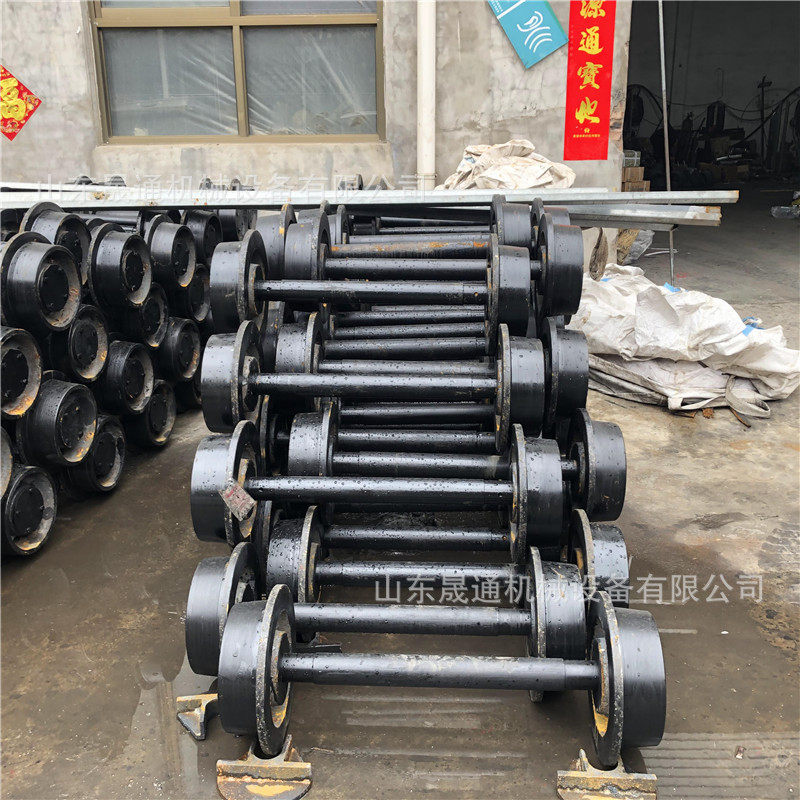 200mm矿车轮对平板车翻斗式空心铸钢矿车轮煤矿输送防水矿车轮对