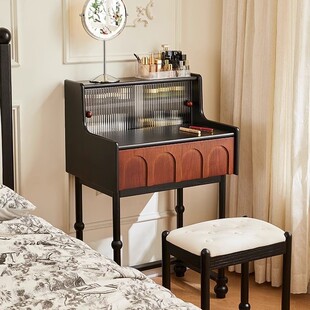 恒沃 中古风实木梳妆台2024新款卧室迷你化妆台小户型床头化妆桌