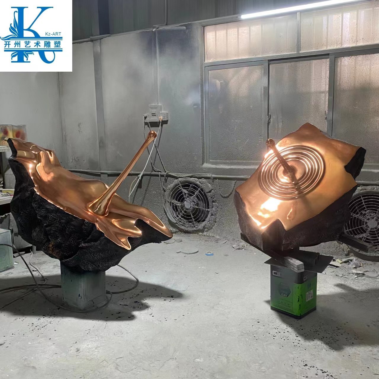 电镀抽象雕塑摆件酒店大堂样板房客厅艺术摆设玄关落地水滴装饰品