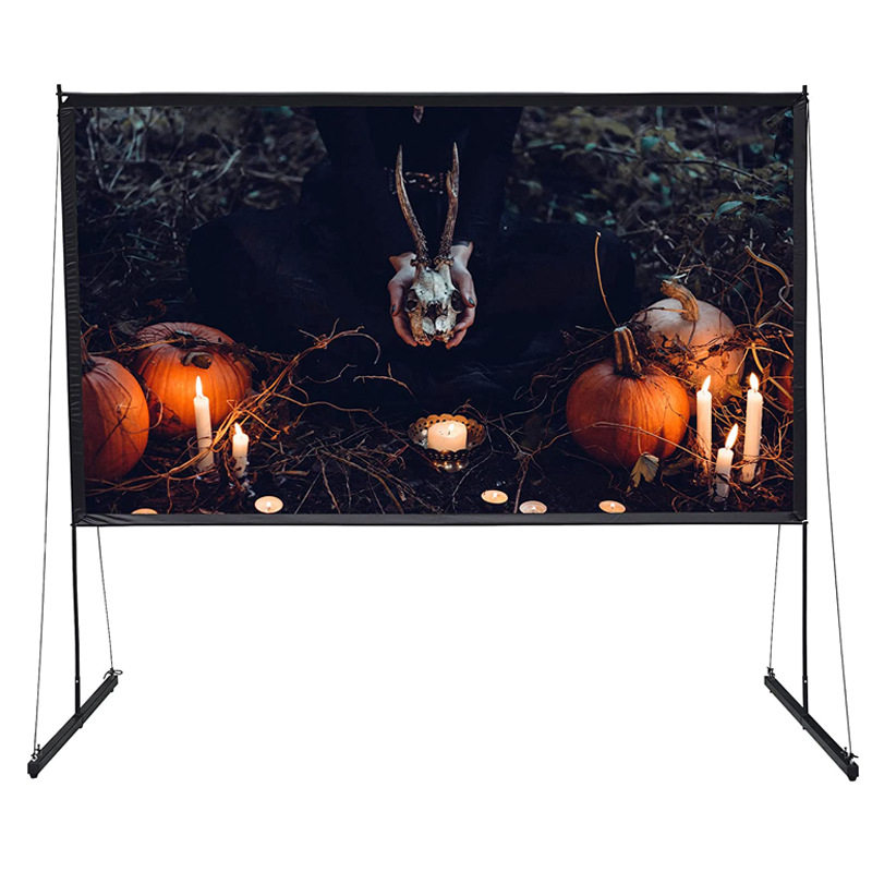 鑫杰科100寸落地投影幕布户外露营便携投影幕移动露天车载电影幕