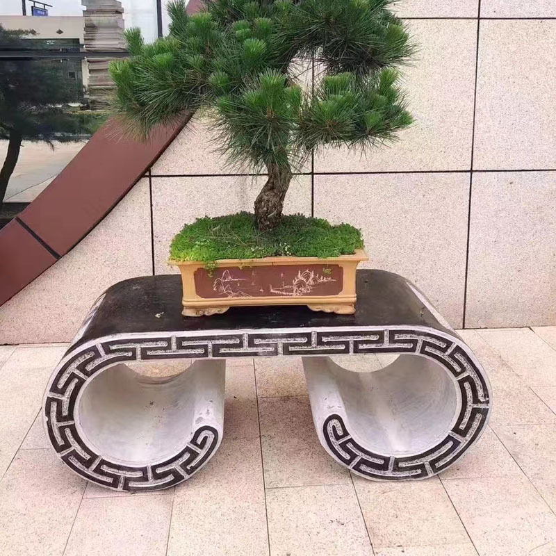 中式仿古做旧青石石雕花台底座