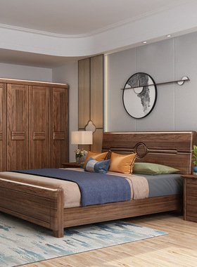 主卧1米8大床双人床180x200带床垫卧室衣柜组合套装家1米5储物床