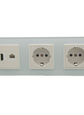 欧式80型 双位EU电源 单口HDMI CAT6 RJ45 玻璃面板