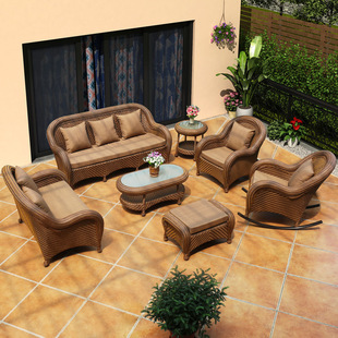 户外沙发庭院客厅藤制椅藤椅摇摇椅室外腾编防晒藤编休闲组合家具