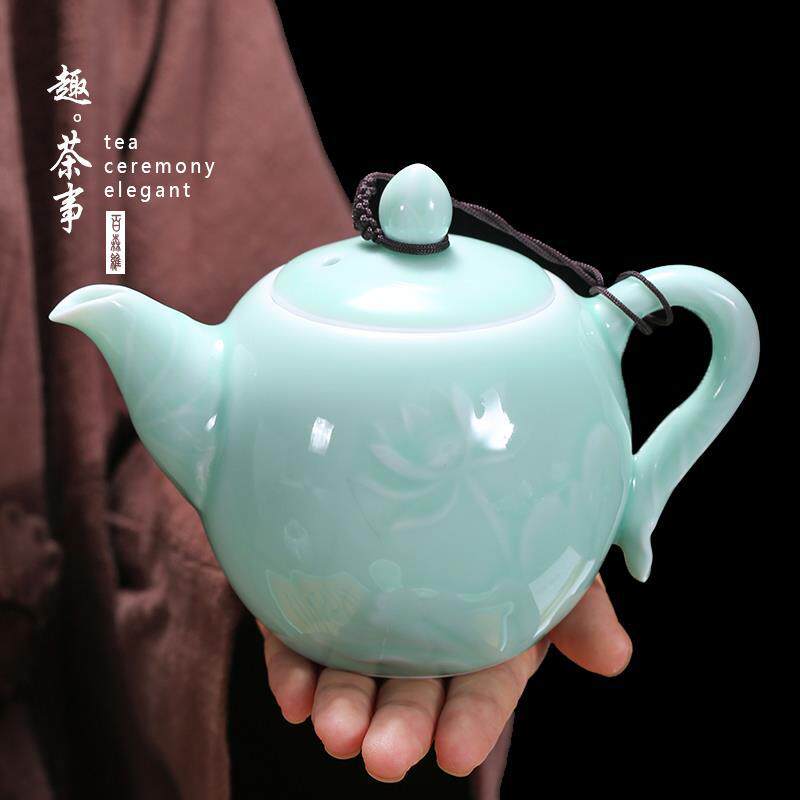 青瓷茶壶泡茶单壶家用瓷壶陶瓷茶具杯子套装家用大容量过滤泡茶壶