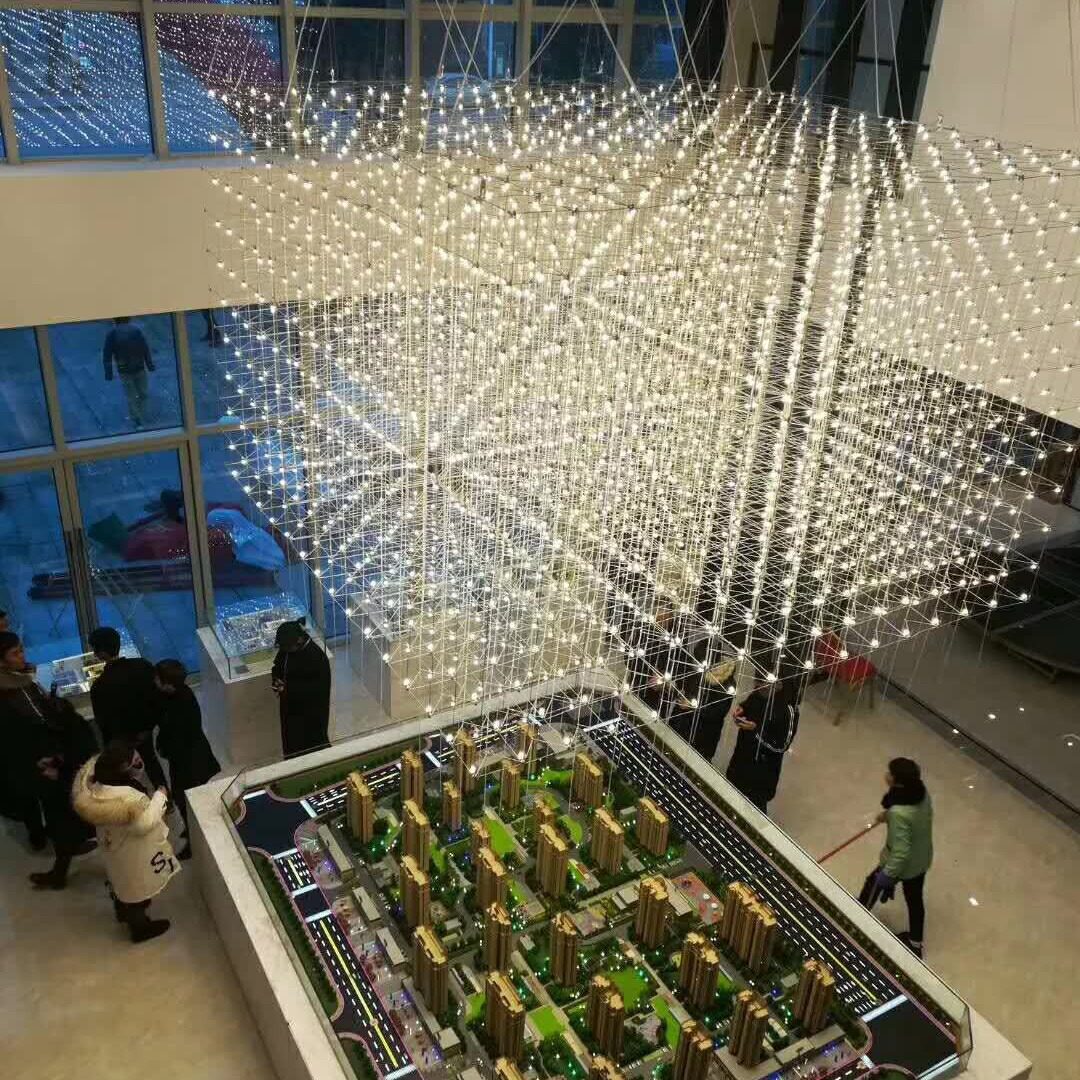 钢线吊灯售楼部大厅商场挑空层挑高酒店大堂led商用灯饰展厅