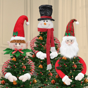 圣诞新款节日装饰品圣诞树顶星圣诞老人精灵雪人挂件圣诞橱窗装饰