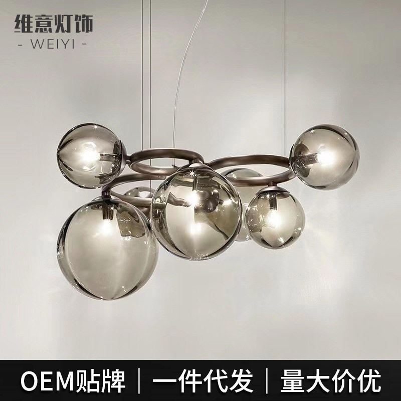 玻璃北欧创意简约吊灯计师餐厅卧室客厅书房走廊装饰高级圆球吊灯