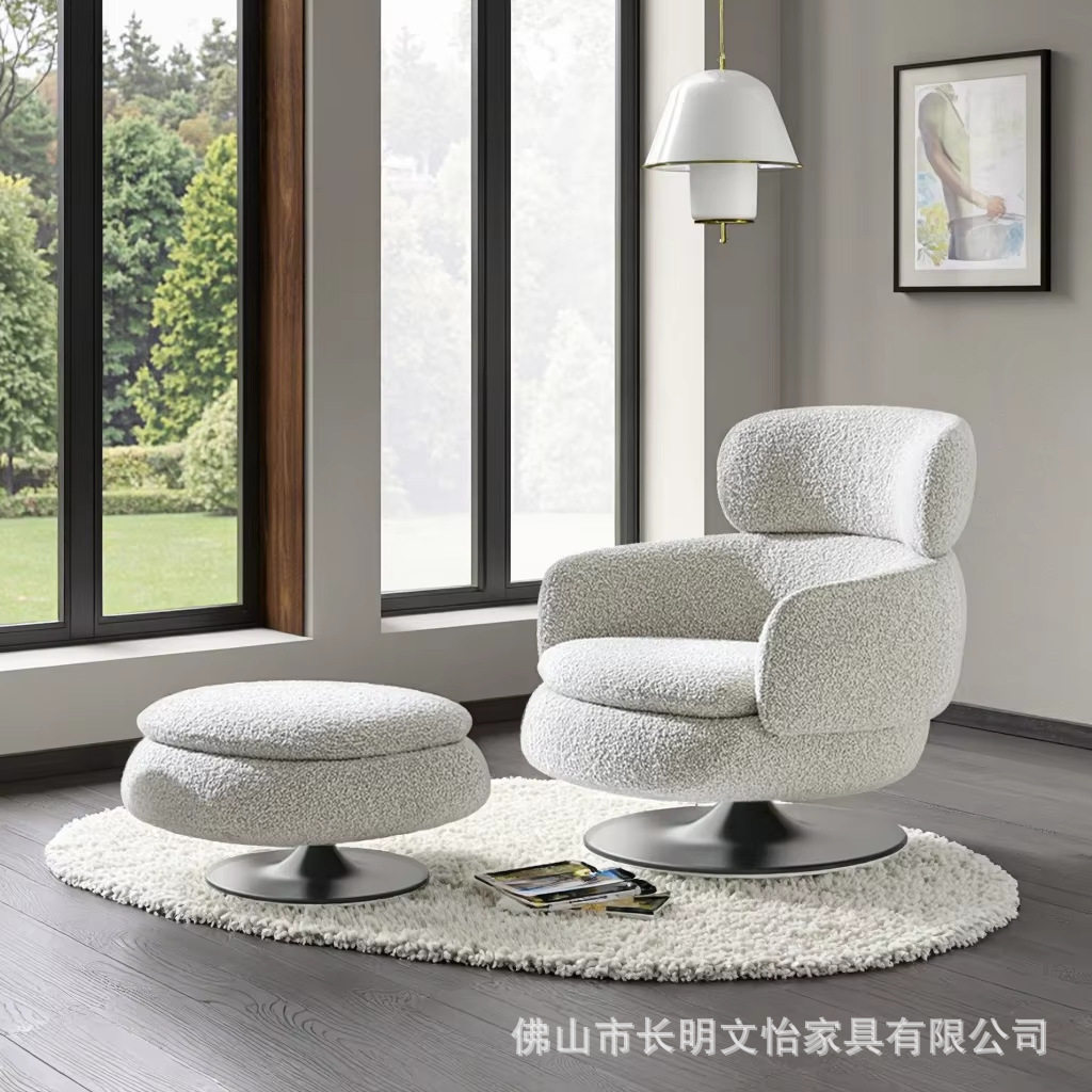 意式轻奢设计师高背旋转扶手椅