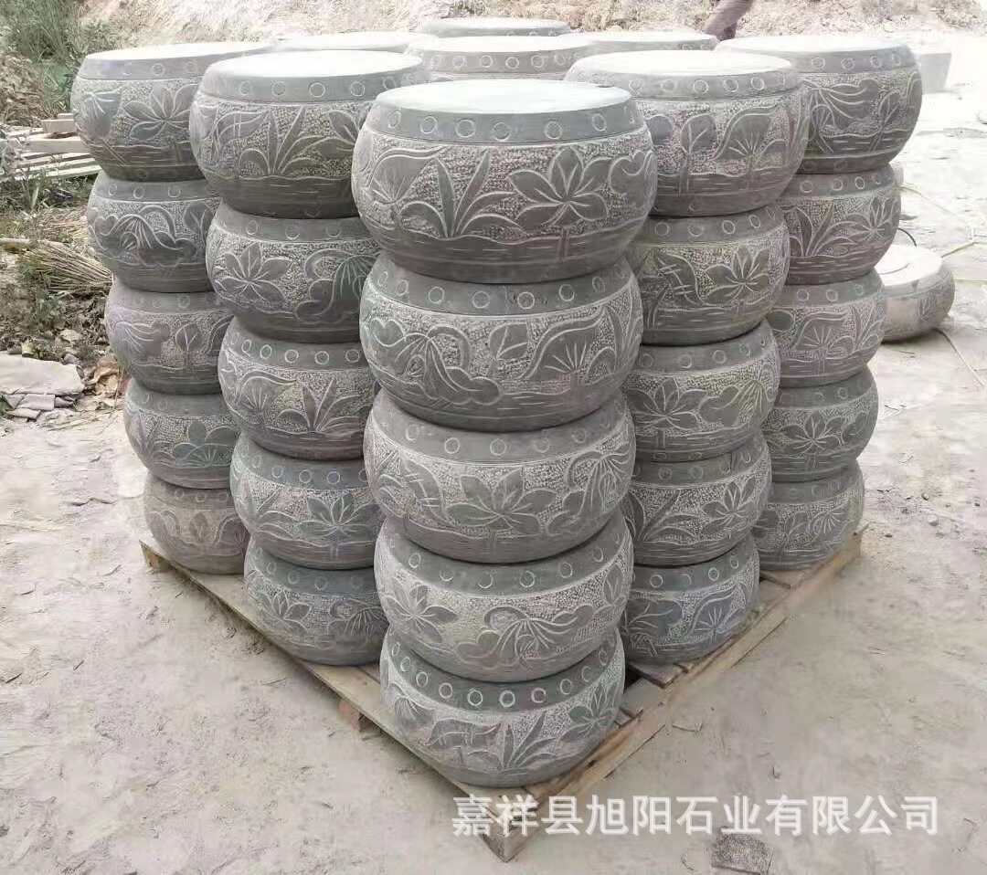 花盆石柱墩底座 垫基石柱脚石木柱装饰石圆墩空心石柱础柱墩石