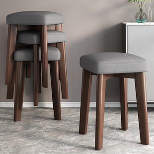 实木凳子家用可叠放餐桌餐厅板凳现代简约小方凳客厅网红化妆锦标