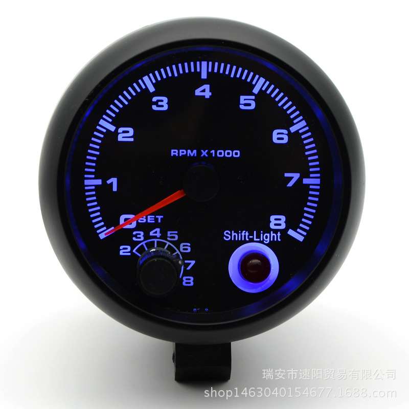 3.75英寸黑色面黑色壳蓝光汽车转速表,汽车仪表 改装赛车仪表
